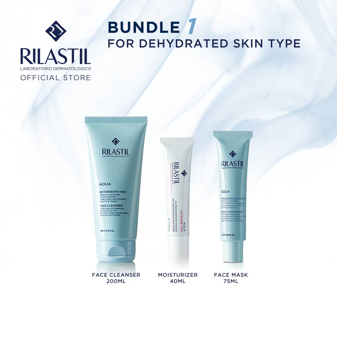 Gambar Rilastil Aqua Moisturizing Series Face Mask   Gel Moisturizer   Hydrating Face Cleanser  (For Dehydrated Skin Type) (BUNDLE 1)