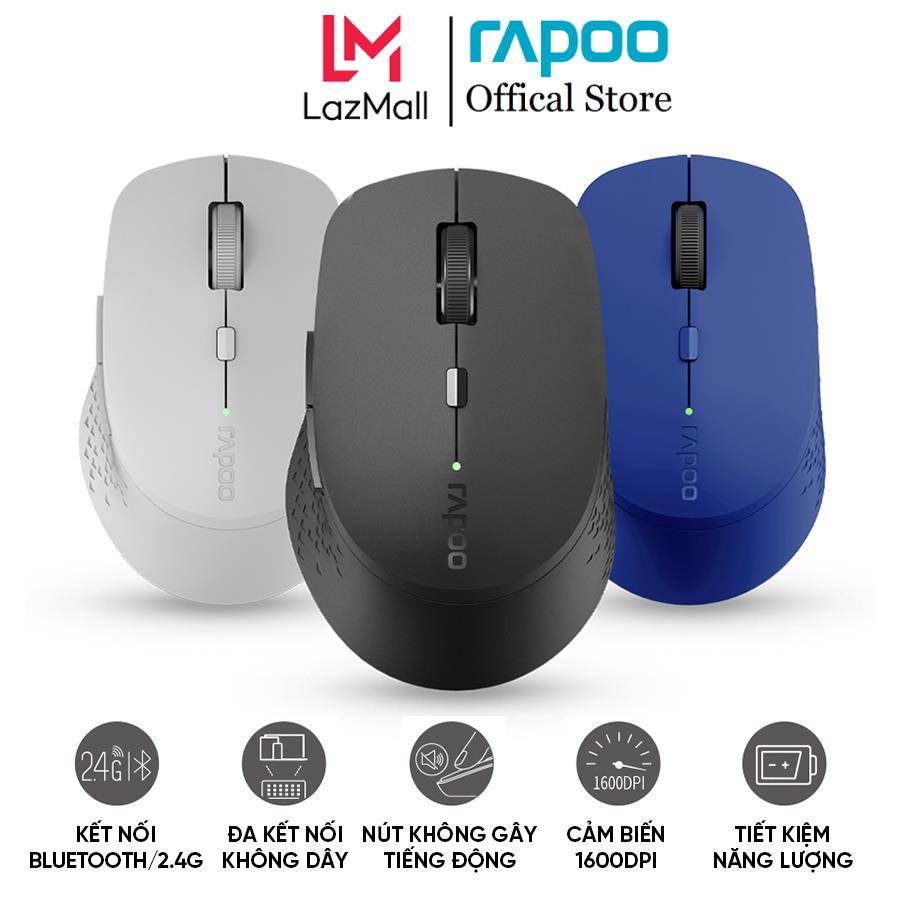 Chuột Không Dây Chính Hãng Rapoo M300 Silent - Đa Kết Nối, Tiếng Động Siêu Nhỏ, Phù ợp Laptop/ PC