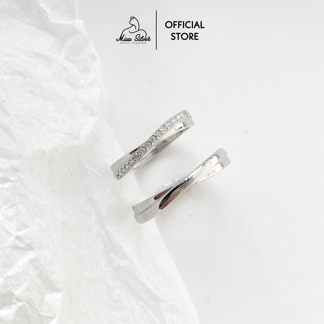 Nhẫn đôi bạc 925 Miuu Silver, nhẫn cặp nam nữ Infinity