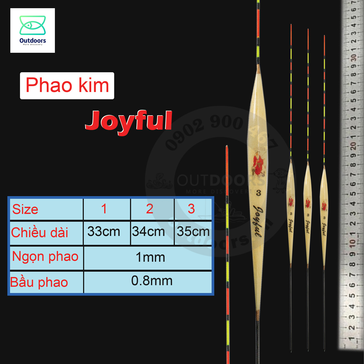 Phao kim Joyfull dành cho cần câu tay, phao câu đài/ Phao nổi bằng gỗ giá rẻ