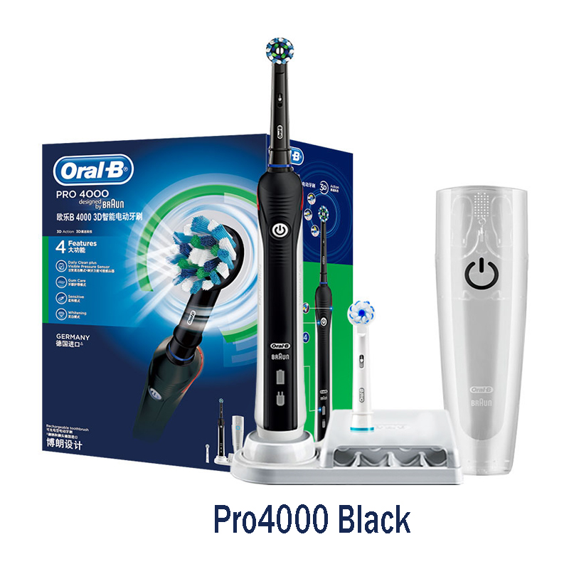 Oral-B Pro 4000 Electric Rechargeable Toothbrush Ultrasonic 3D Smart Teeth Whitening Brush for Stain Removal Oral-B Nozzle