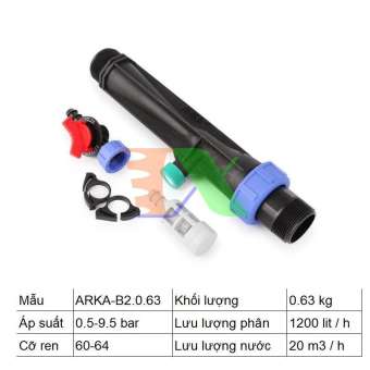 Bộ châm phân Venturi G2 Ren 60-63 (2 inch), Thiết bị châm bón phân tự động, châm bón phân cho hệ thống tưới