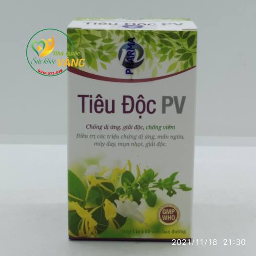 TIÊU ĐỘC PV dị ứng, mẩn ngứa, mày đay, mụn nhọt, giải độc