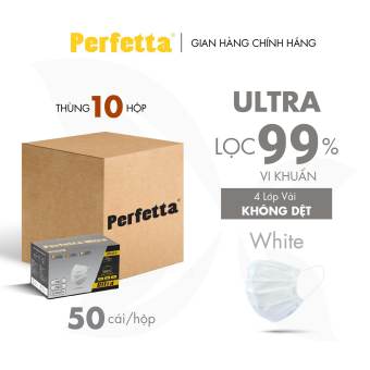Thùng 500 Cái Khẩu Trang Y Tế 4 Lớp Perfetta Ultra Xuất Khẩu (50 cái/hộp)