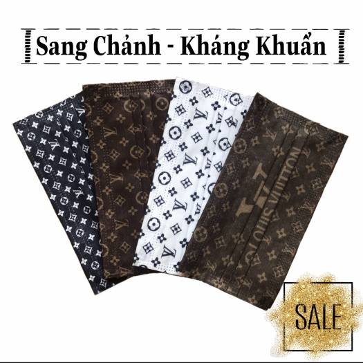 Khẩu Trang LV Kháng Khuẩn Set 10 chiếc  Hoạ Tiết Sang Chảnh 3 Màu Nâu/Đen/Trắng Chống ước dễ thở