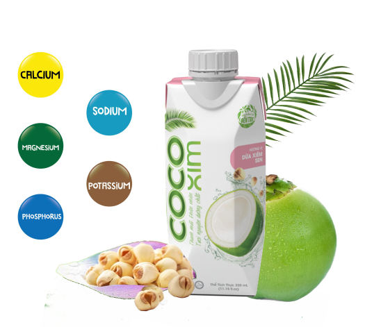 Nước Dừa Đóng Hộp 100% Dừa Tươi Kết Hợp Hương Sen Thơm Bùi - Thương hiệu COCOXIM 330ml