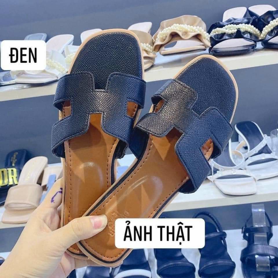 Giày dép nữ chữ H da mềm đế xịn. Chỉ có màu đen