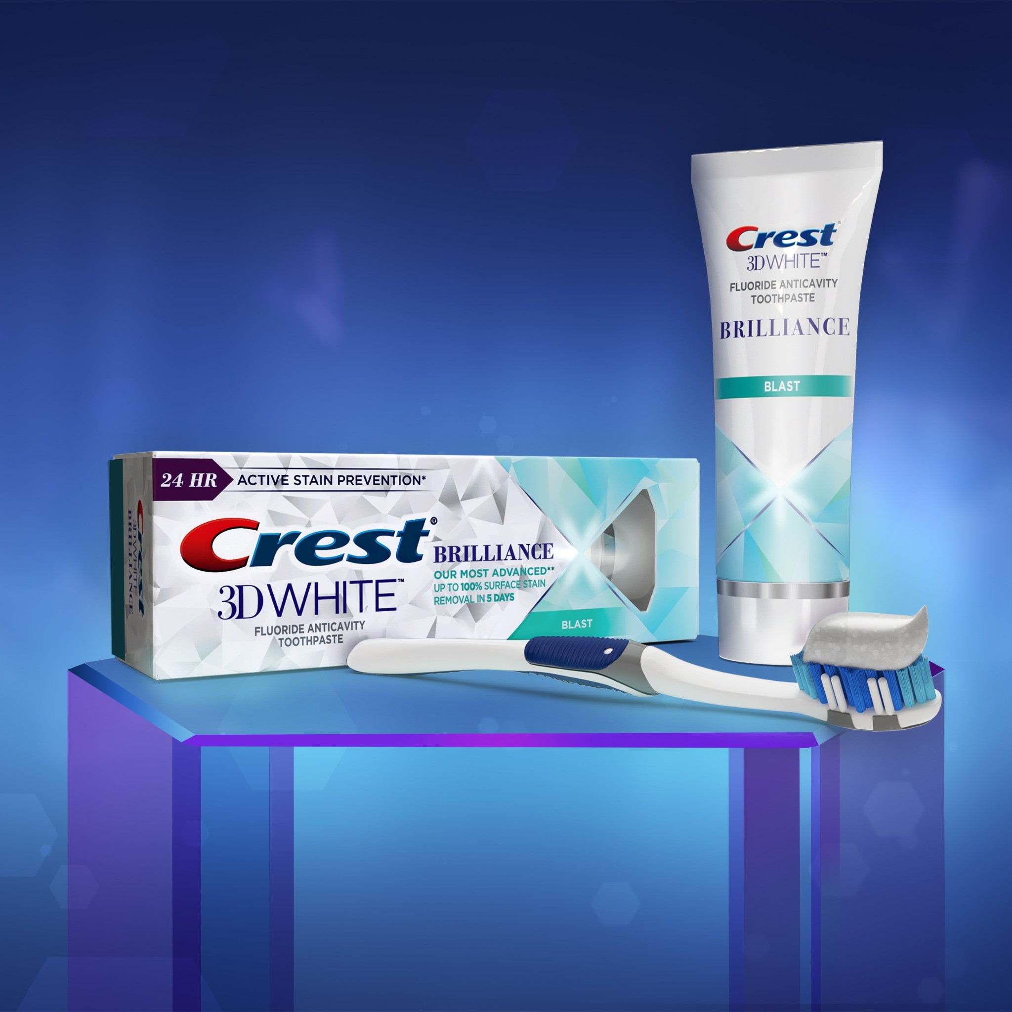 Kem đánh răng trắng răng loại mạnh Crest 3D White Brilliance Blast Toothpaste của Mỹ tupe 99gr vs 110gr