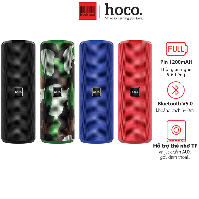 Loa bluetooth chống nước tích hợp nính năng FM, AUX Hoco BS33 -Loa Bluetooth thể thao, du lịch tiện gọn, loa bluetooth tích hợp pin 1200mAH có thể sử dụng 5-8h