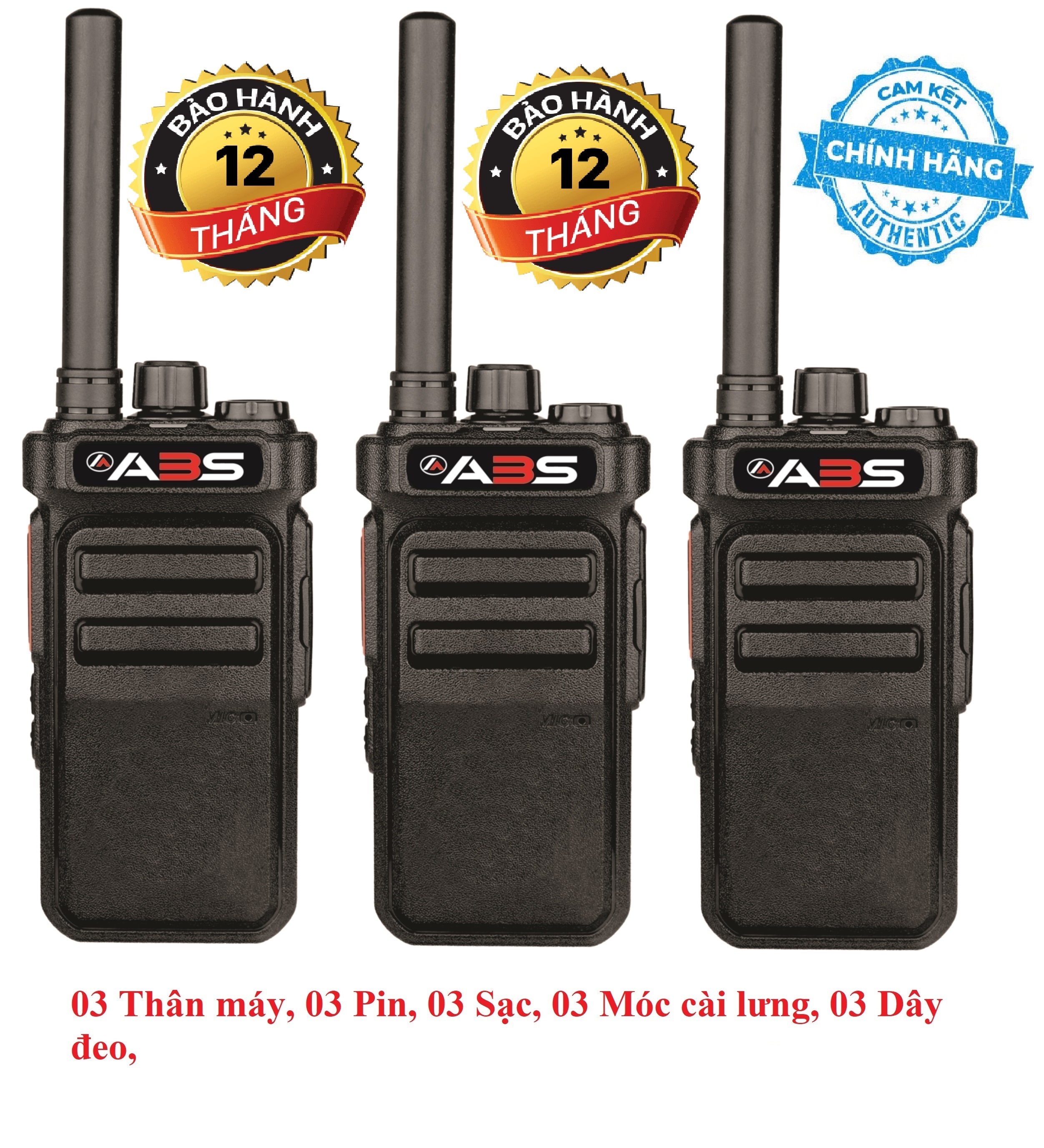 Bộ 3 Bộ đàm ABS CP988 (Nhỏ gọn âm thanh trong, 2 chế độ sạc, Pin dung lượng cao sử dụng lớn hơn 18 tiếng, siêu bền, cự ly liên lạc xa)