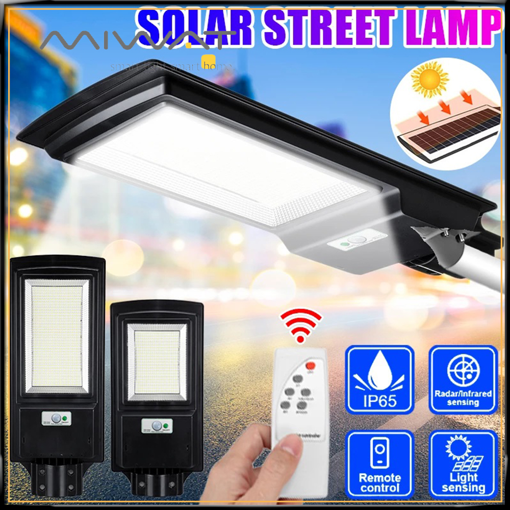 Miwat đèn đường năng lượng mặt trời đèn ngoài trời led năng lượng mặt trời 500w/436led 1000w936 đèn chiếu điểm cảm biến chuyển động pir ip65 chống nước đèn treo tường ngoài trời có điều khiển từ xa + giá đỡ