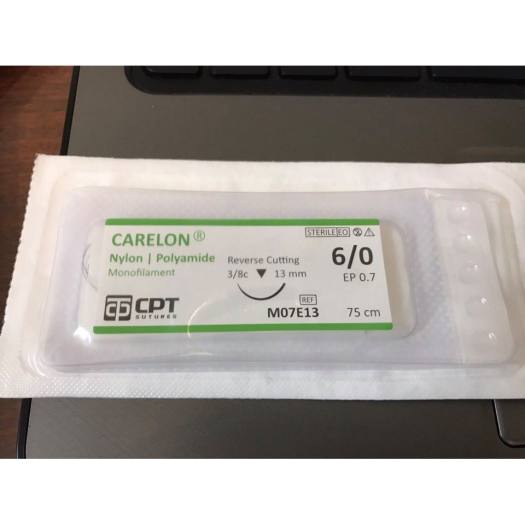 CHỈ KHÂU PHẪU THUẬT THẨM MỸ NHẤN MÍ CARELON NYLON CPT 5/0 ,6/0, 7/0