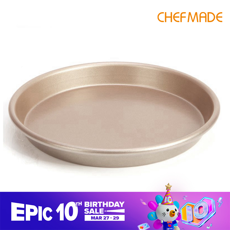 Chefmade 8 inch non-stick pizza pan golden pizza plate pizza round baking pan baking mold deep dish pizza pan pizza wk9171