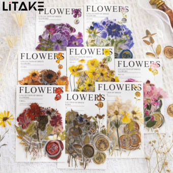 Bộ nhãn dán theo chủ đề hoa ép (320 miếng) Hoa Khô Miếng Dán Đề can dán thực vật hoa