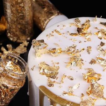 Lá vàng vụn thực phẩm ăn được dát bò ,decor bánh hộp 50g