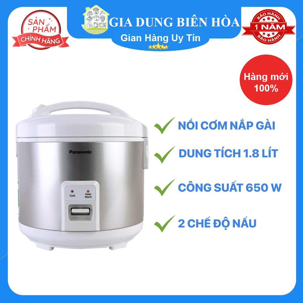 Nồi cơm điện Panasonic 1.8 lít SR-MVN187LRA-màu ngẫu nhiên _sử dụng cho 4-6 người-Công suất:650W-Lòng nồi phủ chống dính:Có xửng hấp