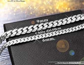 Dây chuyền nam inox  kiểu lặc 6mm chạm 2 bên cao cấp- trang sức thời trang