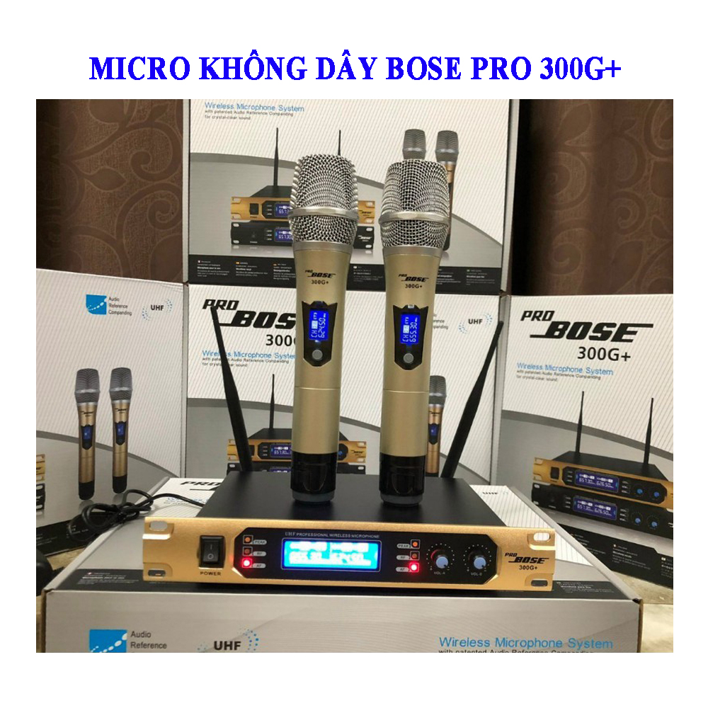 Micro Không Dây Bose Pro 300G+ - Mic Karaoke Không Dây Tần Sóng UHF - Mic Hát Karaoke, Mic Karaoke Gia đình, Sân khấu - Độ Nhạy Cao, Bắt Sóng Xa, Chống Hú Rít , Bảo hành 12 tháng