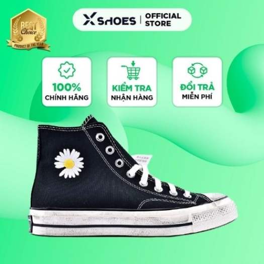 Giày Converse Hoa Cúc Peaceminusone Cổ Cao Màu Đen Cá Tính