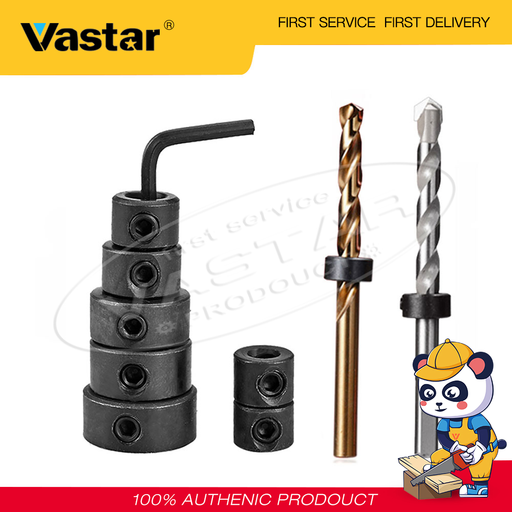 Vastar 7 chiếc máy khoan dừng phân loại, máy khoan 3-12 mm vòng hãm chiều sâu giới hạn vòng định vị trục định vị chuck định vị cho mũi khoan ổn định
