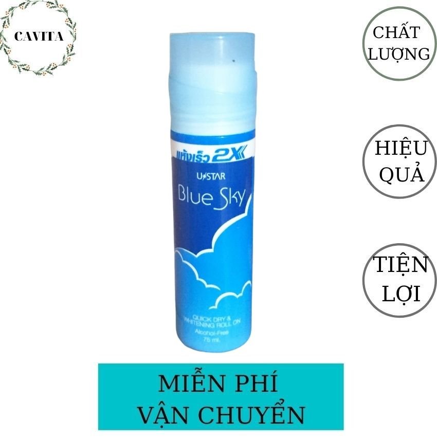 Lăn khử mùi trắng da 2x ustar thái lan cavita giúp ngăn ngừa tuyến mồ hôi, khử mùi, thơm lâu-75ml