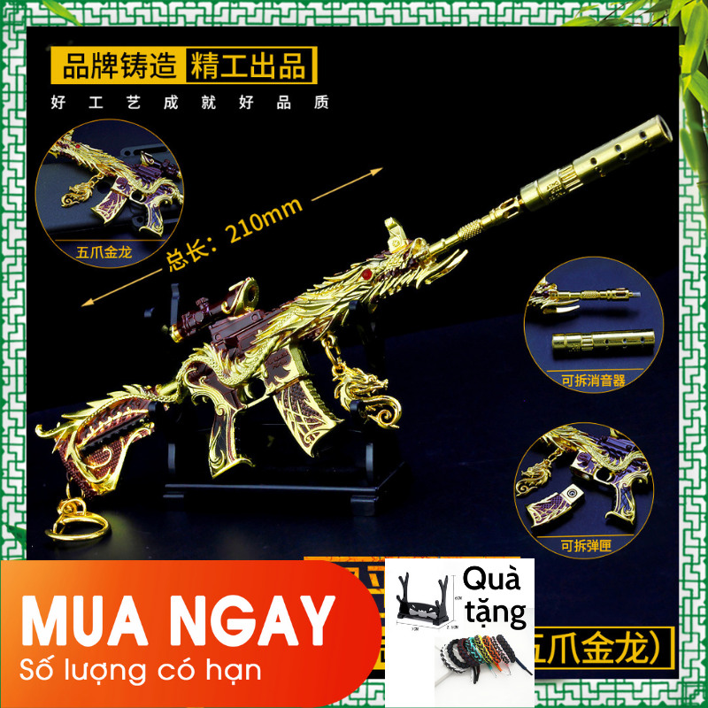 Mô hình M416 Super Dragon vàng đen móc khóa PUBG trưng bày cực chất pupb