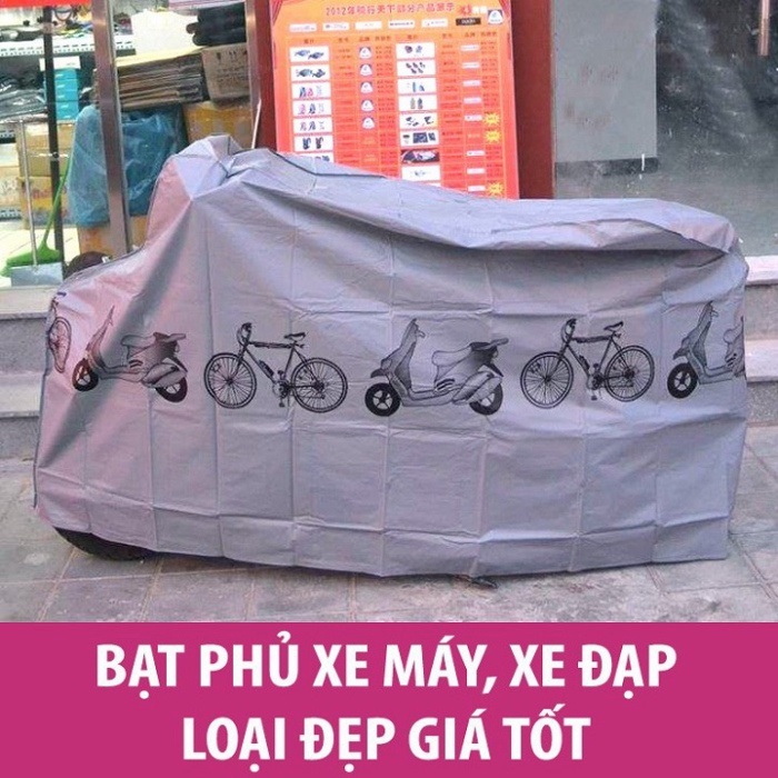 Bạt phủ xe máy cao cấp, áo trùm xe máy in hình xe đạp ngộ nghĩnh - Bạt trùm xe máy, phủ xe máy cao cấp