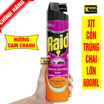Bình Xịt Côn Trùng Raid HƯƠNG CAM CHANH - Chai Xịt Muỗi, Xịt Côn Trùng CHAI LỚN 600ML - Bình Xịt Muỗi, Xịt Gián,... - Kivovi