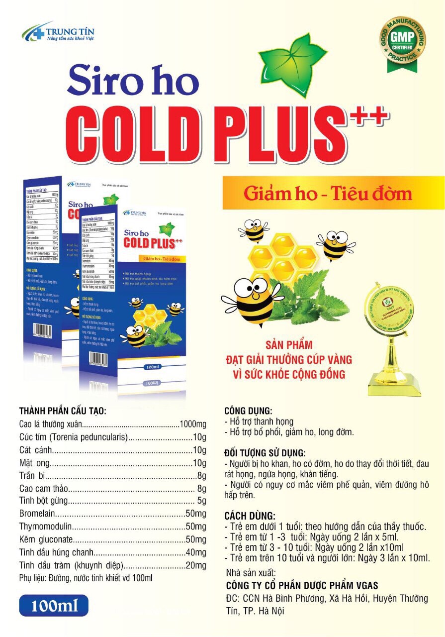 Siro ho cold plus ++ chai 100ml giảm ho long đờm