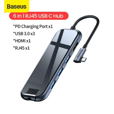 Baseus USB Type C HUB to HDMI RJ45 Multi USB 3.0 USB3.0 Power Adapter For MacBook Pro Air Dock 3 Port USB-C USB HUB Splitter Hab Computer Accessories (3)