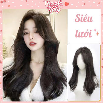 Tóc giả siêu da đầu xoăn dài mái bay Koty, tóc giả nguyên đầu siêu lưới không mái cho nữ TG100