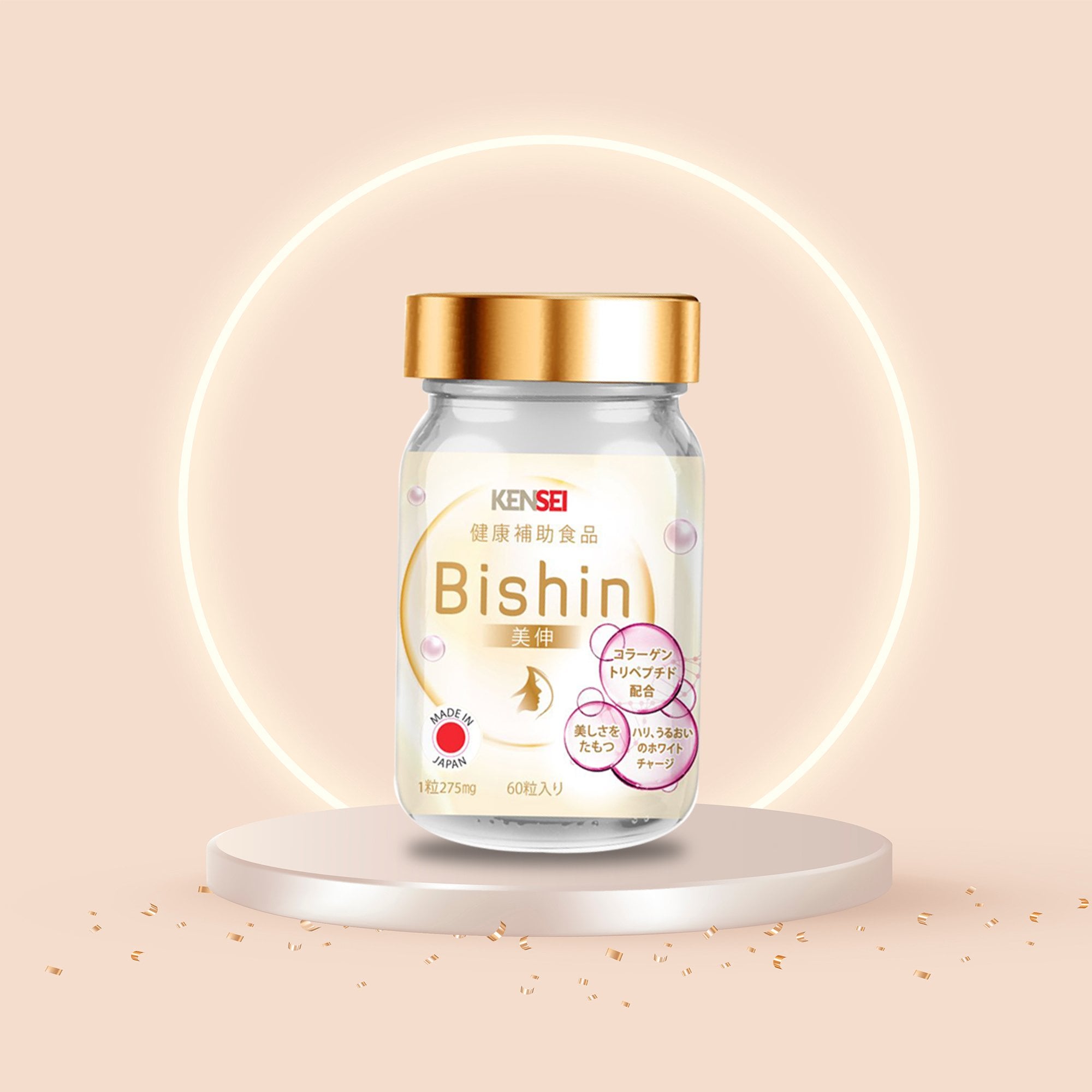 Bishin - viên uống tripeptide collagen nhật bản - lọ 60 viên
