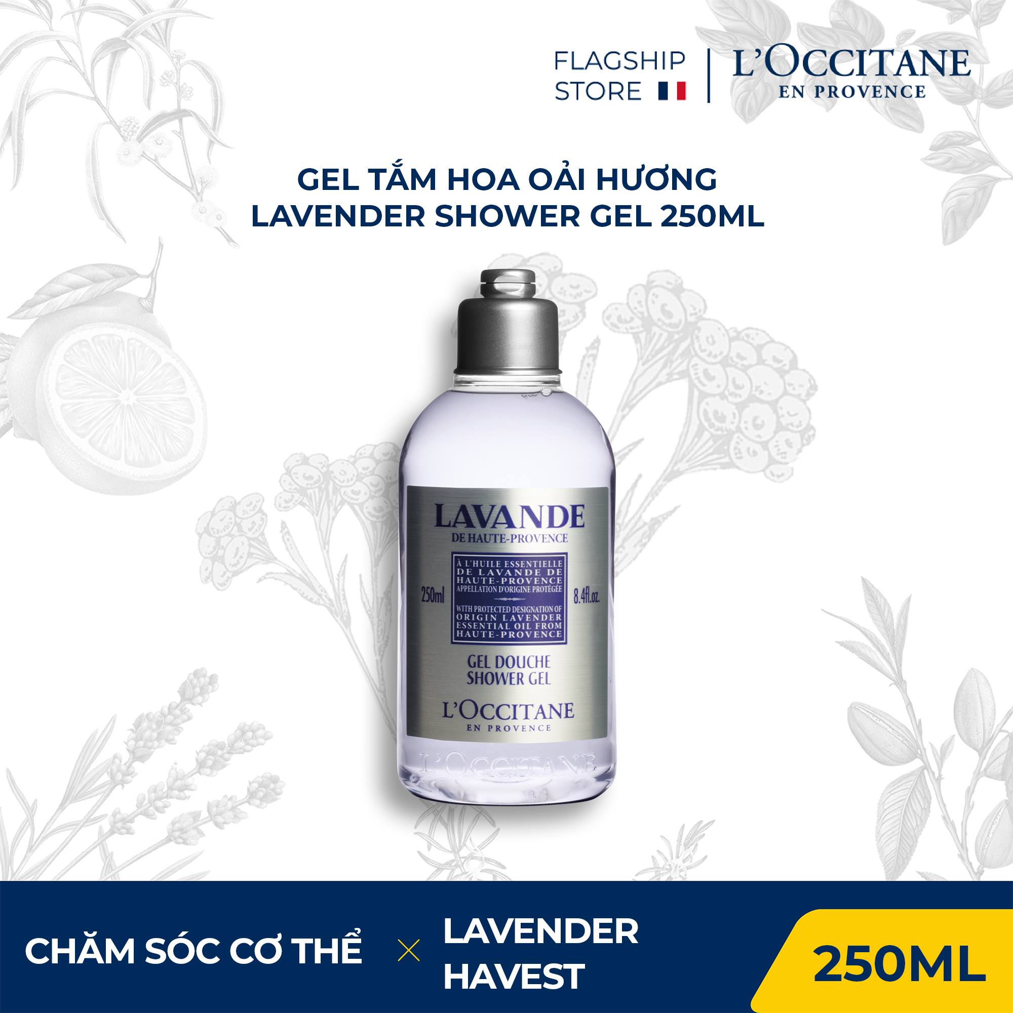 Gel Tắm Hương Hoa Oải Hương L'Occitane Lavender Shower Gel 250ml