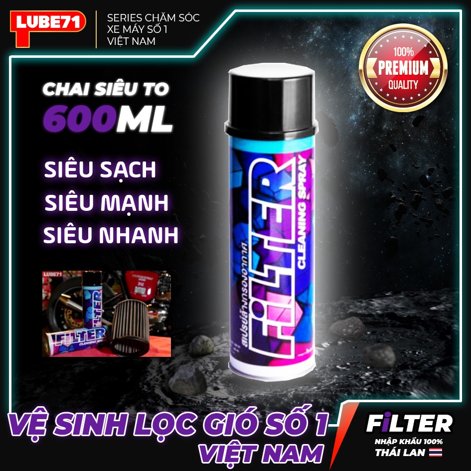 Chai xịt vệ sinh lọc gió LUBE71 Filter Cleaning Spray 600ml