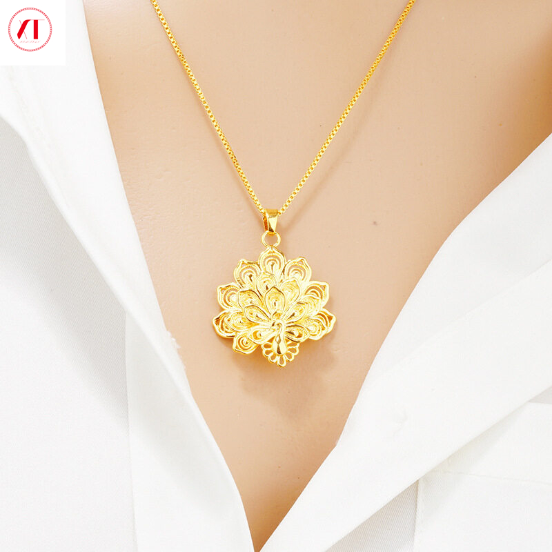 XT Jewellery Hàn Quốc 24K Open Screen Pendant Chain Woman Mạ vàng