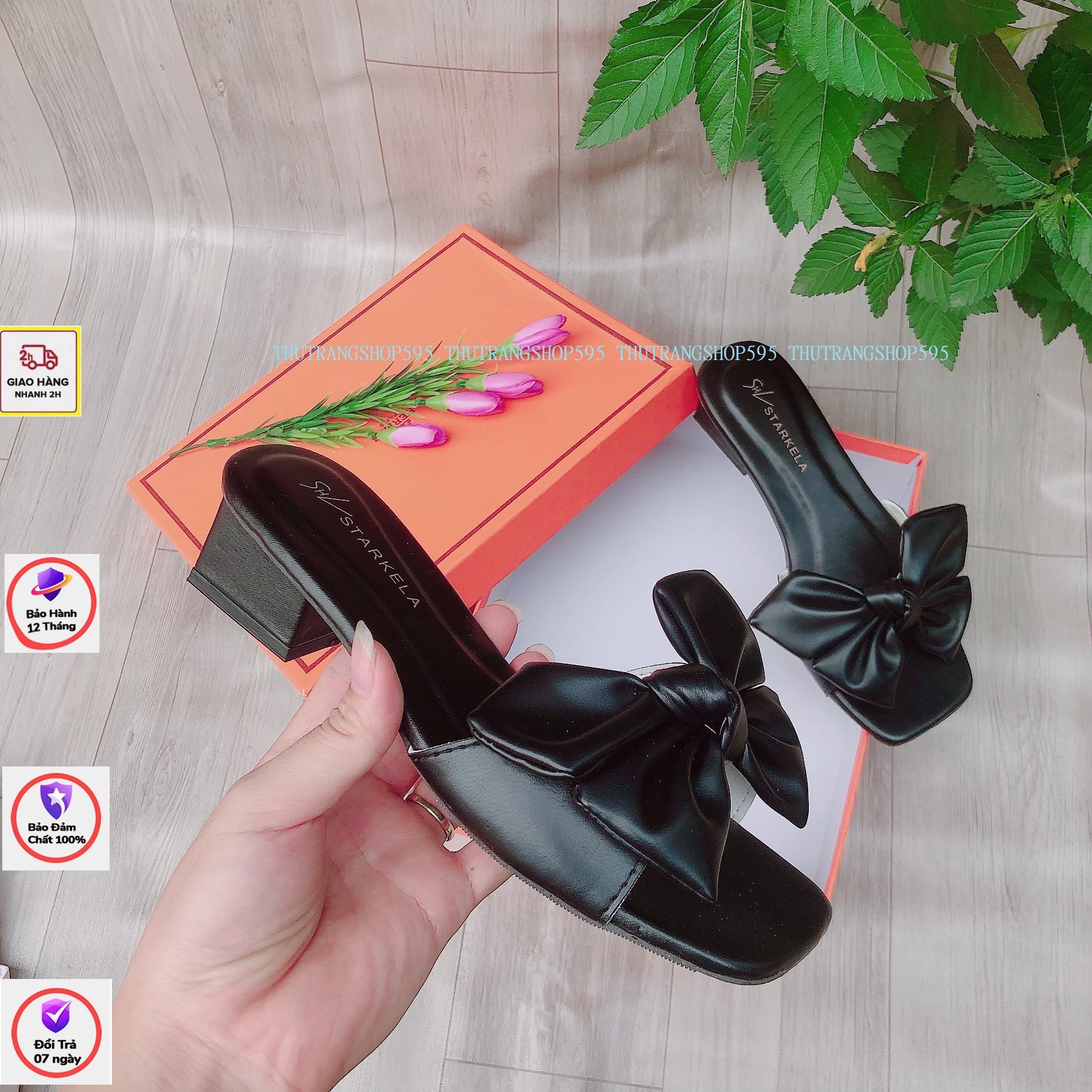 Guốc nữ cao gót 3 phân trắng tinh quai trong hot hit - G379