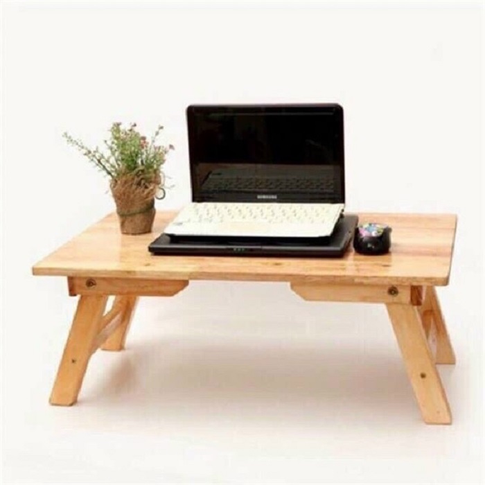 Bàn xếp học sinh mini đa năng gấp gọn chân thang gỗ thông để laptop kích cỡ 40x60x28
