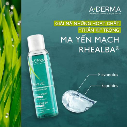 Sữa Rửa Mặt A-DERMA Phys-AC Purifying Foaming Gel cho da dầu mụn, nhạy cảm 100ml