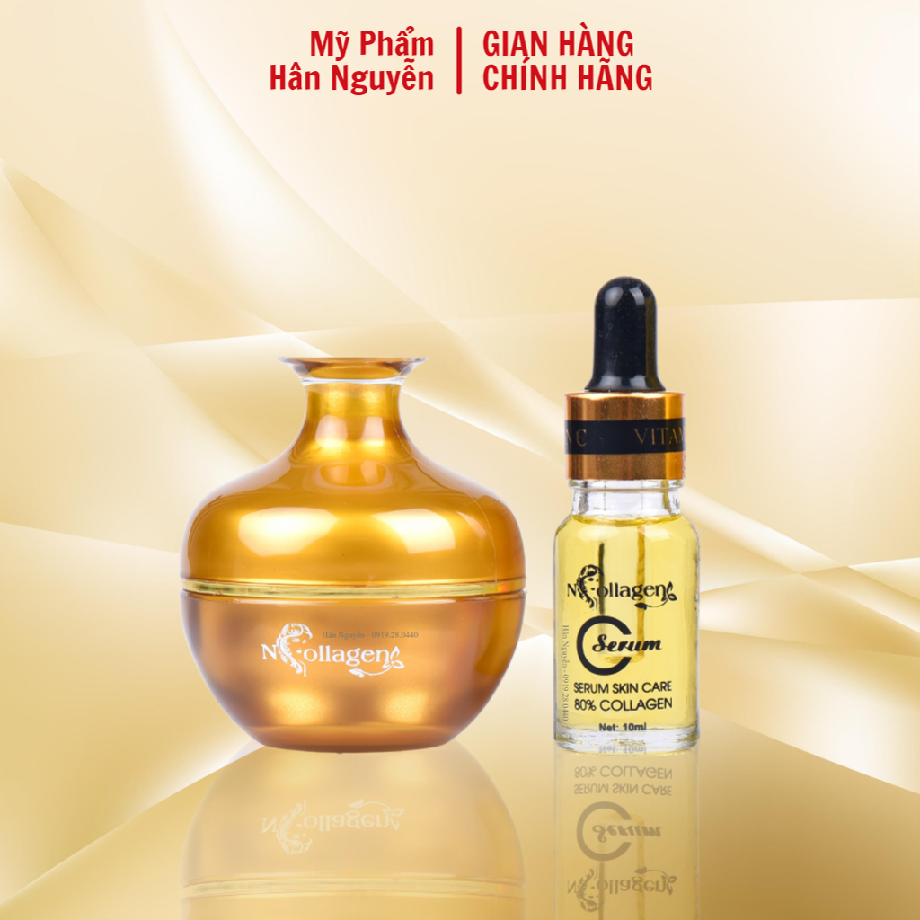 Bộ dưỡng da - Kem face nhân sâm serum vitamin c dưỡng trắng giúp mờ nám tàn nhang Ncollagen Hân Nguy