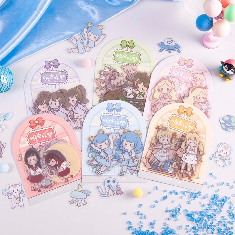 Túi sticker cute nhiều hình dán trang trí sổ tay, Set 30 miếng nhãn dán thiết kế sáng tạo độc đáo, Hình dán không thấm nước tiện dụng