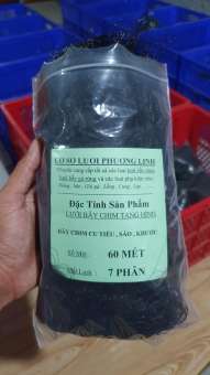 Lưới bẫy cu , cò , quốc , tổng hợp chim ngày ( lỗ 7 phân chiều cao 5m5 -  4 dây 3 túi ) lưới cước thái màu đen tàng hình