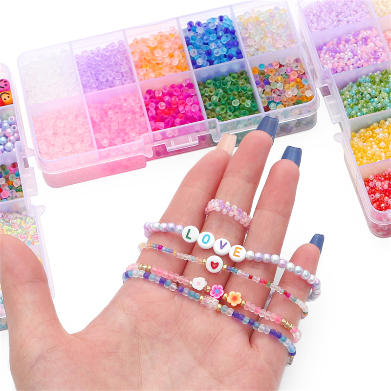 China Factory DIY Seed Beaded Bracelet Making Kit, Including Round Glass  Seed Beads, Tweezers, Elastic Thread, Polyester Thread Beads: 3560pcs/box  in bulk online 