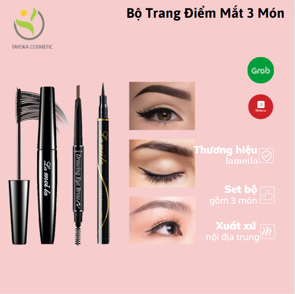Bộ trang điểm mắt cơ bản 3 món Lameila cá tính cuốn hút bộ makeup mắt set trang điểm Chì kẻ mày + Bút dạ kẻ mắt + Mascara Tayoka TK-69