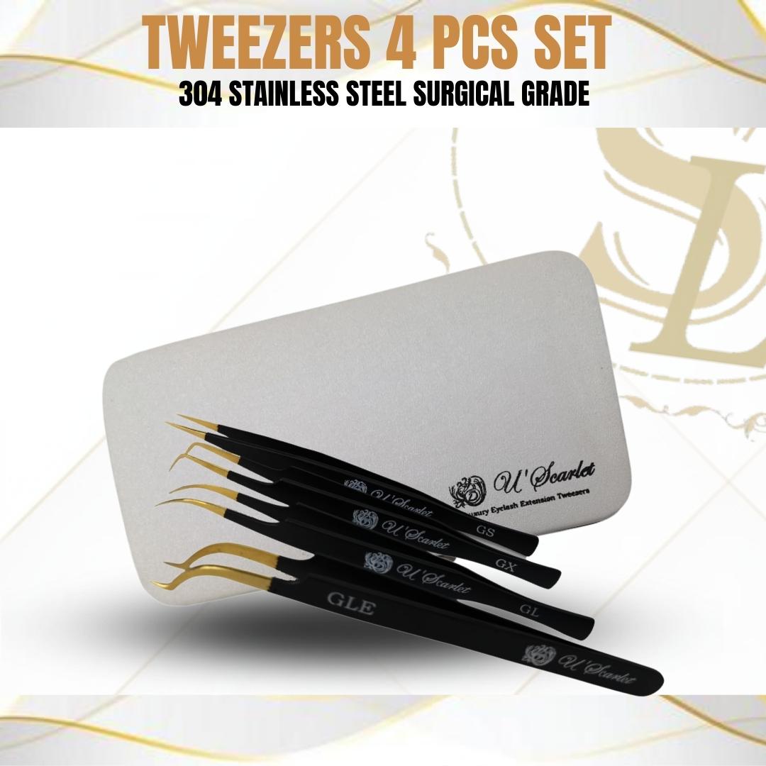 Gambar (PROMO) Eyelash Extension Tweezers 4 pcs Set U Scarlett  Scarlet Lashes 