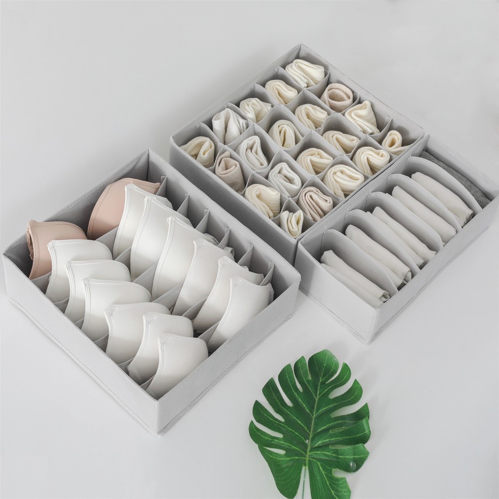 Hộp vải đựng tất, vớ, giỏ vải đựng áo lót, đồ lót gấp gọn