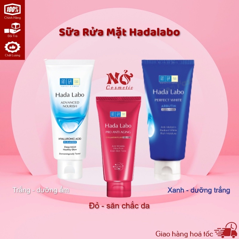 Sữa Rửa Mặt Hadalabo Của Nhật Đủ Màu - Kem rửa mặt hadalabo trắng,xanh,đỏ 80g