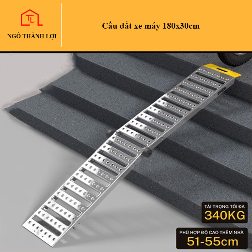 Cầu dắt xe đa dụng 180x30cm cho thềm nhà từ 51-55cm được sản xuất hoàn toàn bằng nhôm máy bay nguyên khối