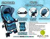Apruva Aller Folding Deluxe Stroller, Blue Green