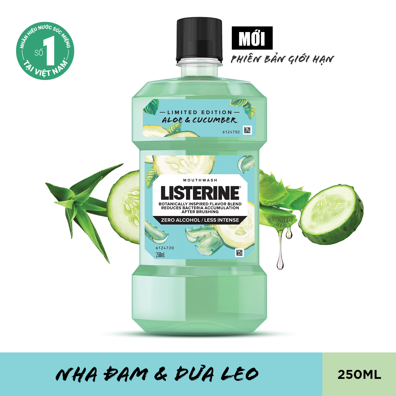 NƯỚC SÚC MIỆNG VỊ TRÁI CÂY Dưa Leo Nha Đam LISTERINE DETOX 250ML