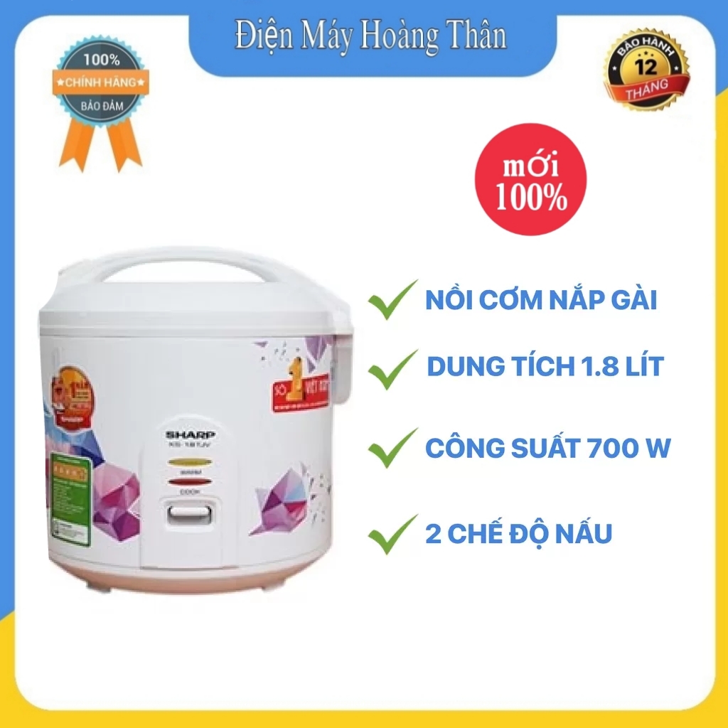 Nồi cơm điện sharp 1.8 lít ks-18tjv mới 100% cam kết hàng chính hãng bảo hành 12 tháng